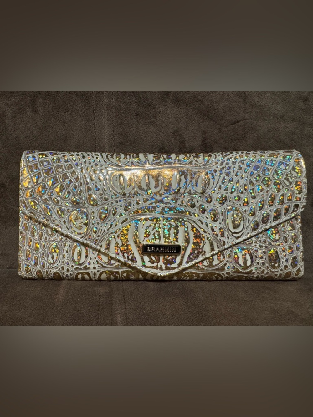 NWT Brahmin Veronica Hologram Gold sparkling Women's Leather Wallet